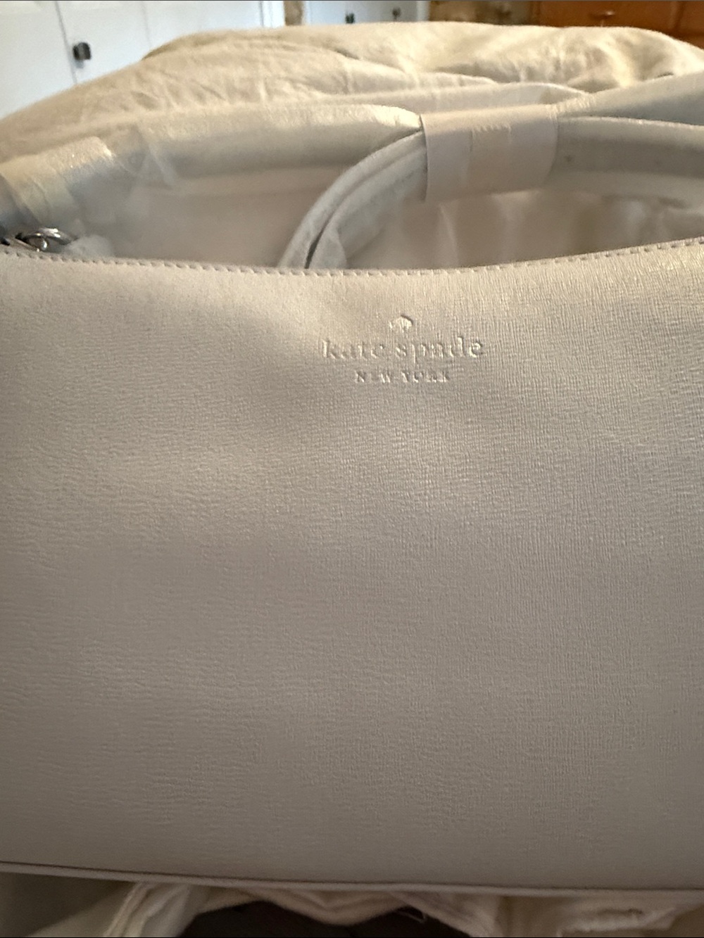 kate spade Cream Leather Tote with Subtle Logo